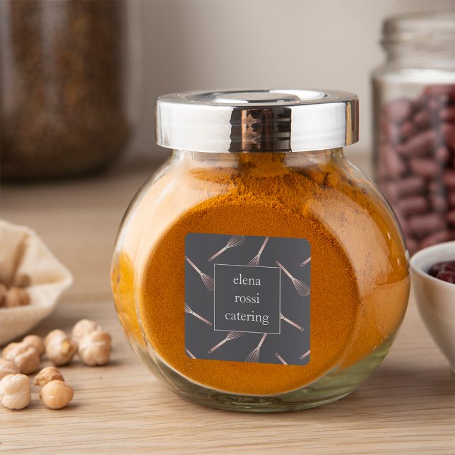 Rose Gold Whisk Pattern | Chef Caterer Baker Square Sticker (Creator Uploaded)