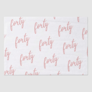Rose Gold White 40 Birthday Party Glitter "Forty" Tissue Paper