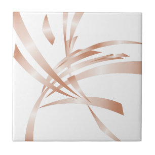 Rose Gold White Abstract Art Tile