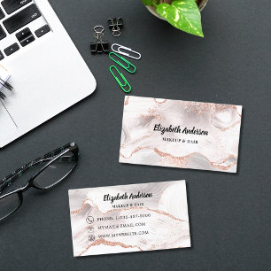 Rose gold white agate marble business card