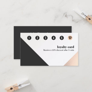 Rose Gold, White Black,Geometric 6 Punch Loyalty Card