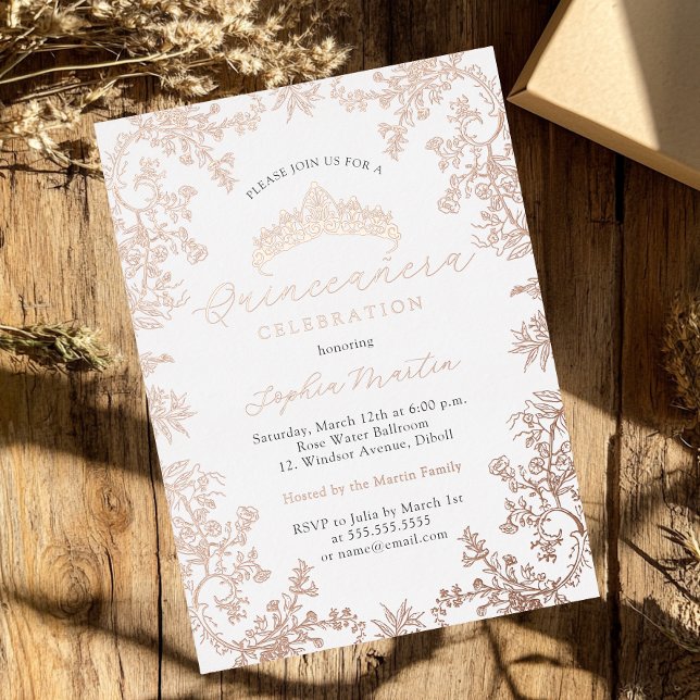 Rose Gold White Blush Elegant Vintage Quinceanera  (Creator Uploaded)