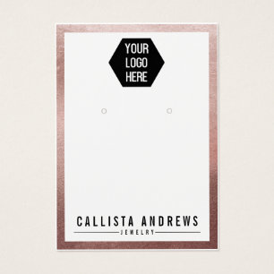 Rose Gold White Border Logo Earring Display Card