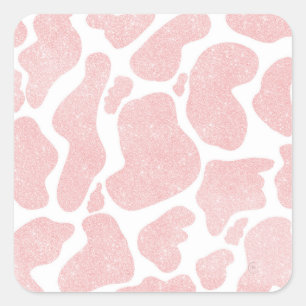 Rose Gold white Large Cow Spots Animal Pattern Square Sticker
