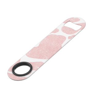 Rose Gold white Large Cow Spots Animal Print Bar Key