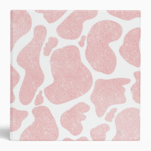 Rose Gold white Large Cow Spots Animal Print Binder