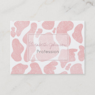 Rose Gold white Large Cow Spots Animal Print Business Card