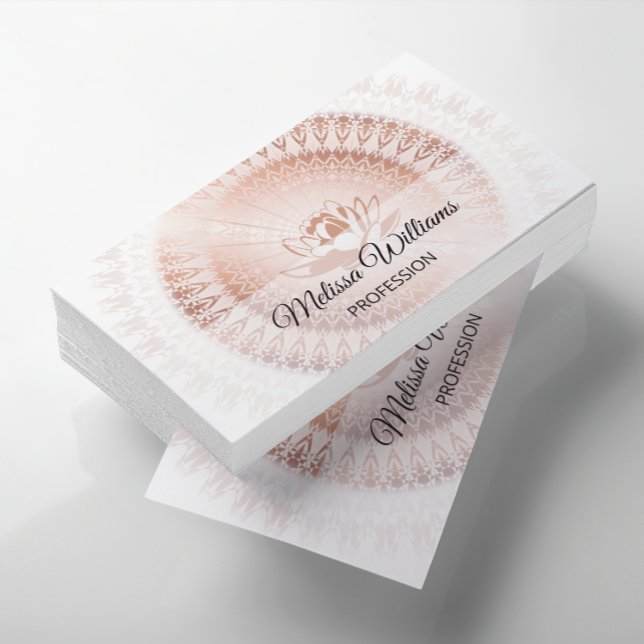 Rose Gold White Lotus Mandala Business Card (Creator Uploaded)