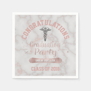 Rose Gold White Marble 2018 Nurse Graduation Party Napkin