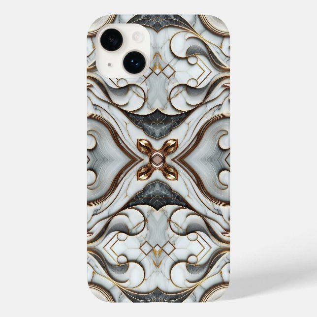 Rose Gold White Marble Luxurious Glam Case-Mate iPhone Case (Back)