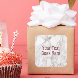 Rose Gold White Marble Trendy Template Square Sticker