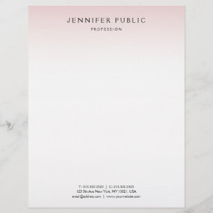 Rose Gold White Minimalist Elegant Modern Letterhead