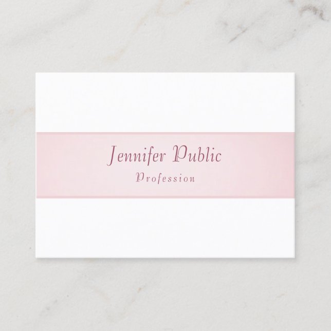 Rose Gold White Modern Calligraphy Script Elegant Business Card (Front)