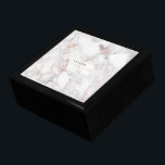 Rose-Gold & White Modern Faux Marble Stone Gift Box<br><div class="desc">Elegant modern rose-gold and white faux marble stone background with customizable monogram.</div>