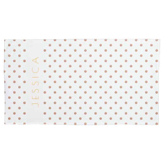 Rose-gold & White Polkadots Pattern Pillowcase (Front)