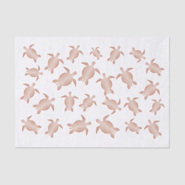Rose Gold White Sea Turtles Tissue Paper (Front)