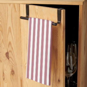 Rose Gold White Simple Horizontal Striped Kitchen Towel