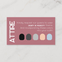 Rose Gold White Wedding Attire Dress Code Card