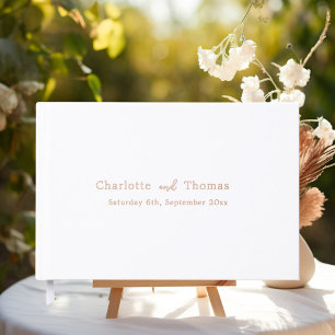 Rose gold white wedding guest book