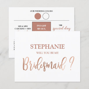 Rose Gold Will You Be My Bridesmaid Card