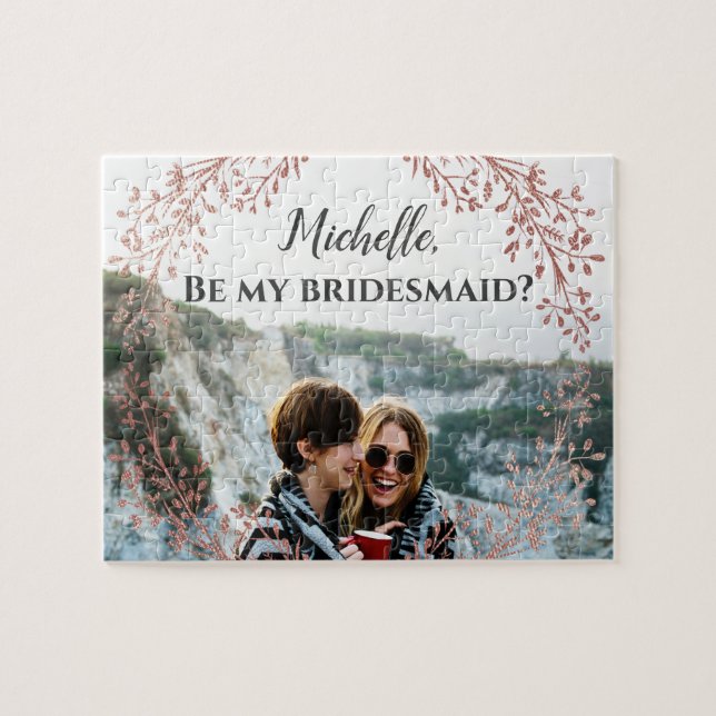 Rose Gold Will you be my bridesmaid proposal Chic Jigsaw Puzzle (Horizontal)