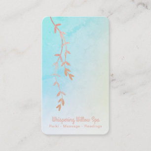 *~* Rose Gold Willow Tree Branch Pastel Ombre Business Card