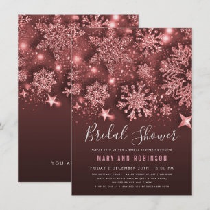 Rose Gold Winter Bridal Shower Glitter & Stars Invitation