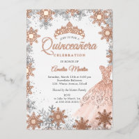 Rose Gold Winter Snowflake Quinceanera