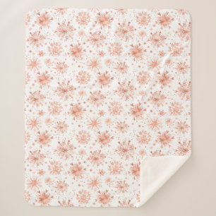 Rose Gold Winter Snowflakes on White Sherpa Blanket