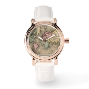 rose gold world map watch