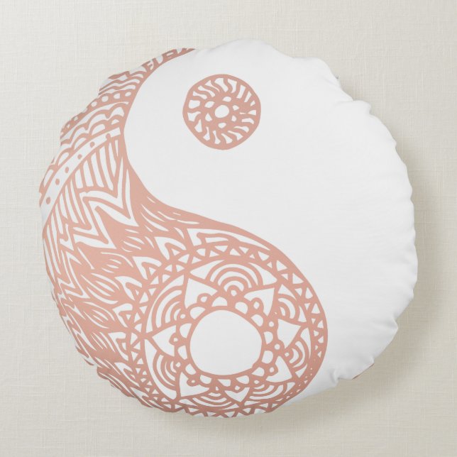 Rose Gold Yin Yang Round Pillow (Back)
