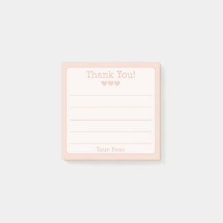 Rose Gold Your Name And Hearts Thank You Post-it Notes