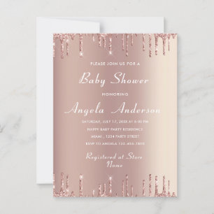 Rose Gold Your QR Code Baby Girl Shower Invitation