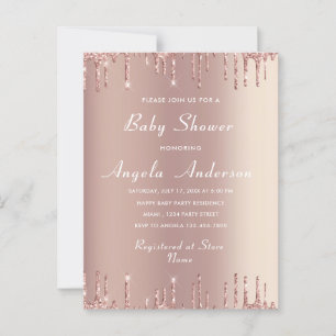 Rose Gold Your QR Code Baby Girl Shower Invitation Postcard