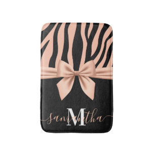 Rose Gold Zebra Print Bath Mat