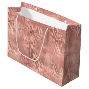 Rose Gold Zebra Print Large Gift Bag