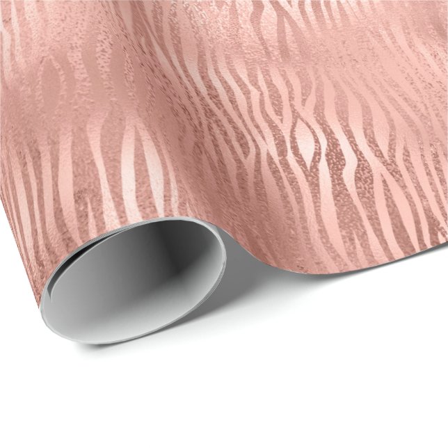 Rose Gold Zebra Print Wrapping Paper (Roll Corner)