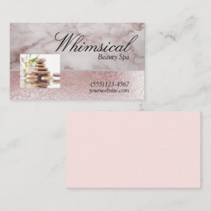 Rose Gold Zen Rocks Marble Design Beauty Spa Business Card
