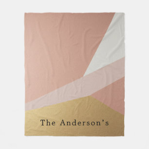 Rose Golden Hour Geometry Custom Fleece Blanket