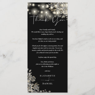 Rose gothique Lights Mariage Merci Carte Place