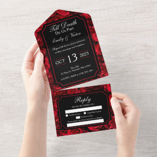 Rose gothique tout en un mariage Invitations