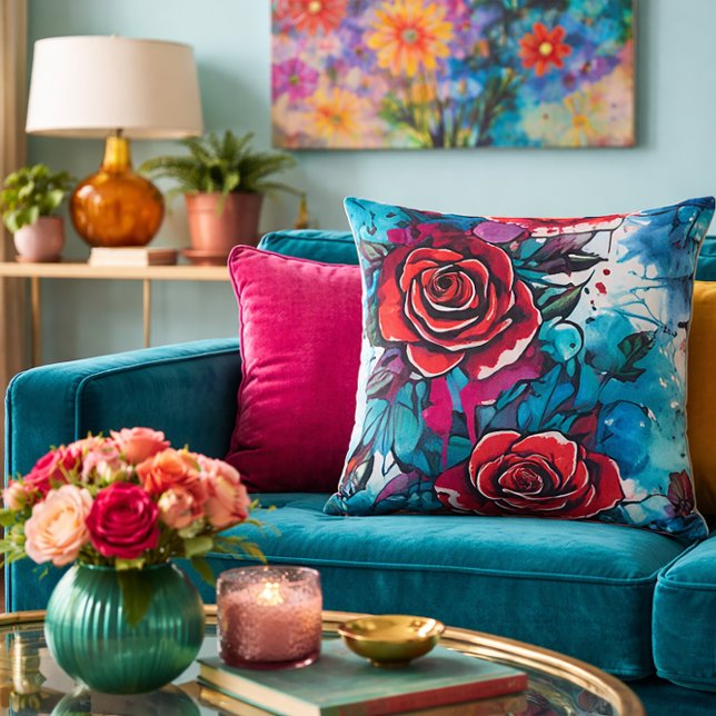 Rose Graffiti Throw Pillow (Creator Uploaded)