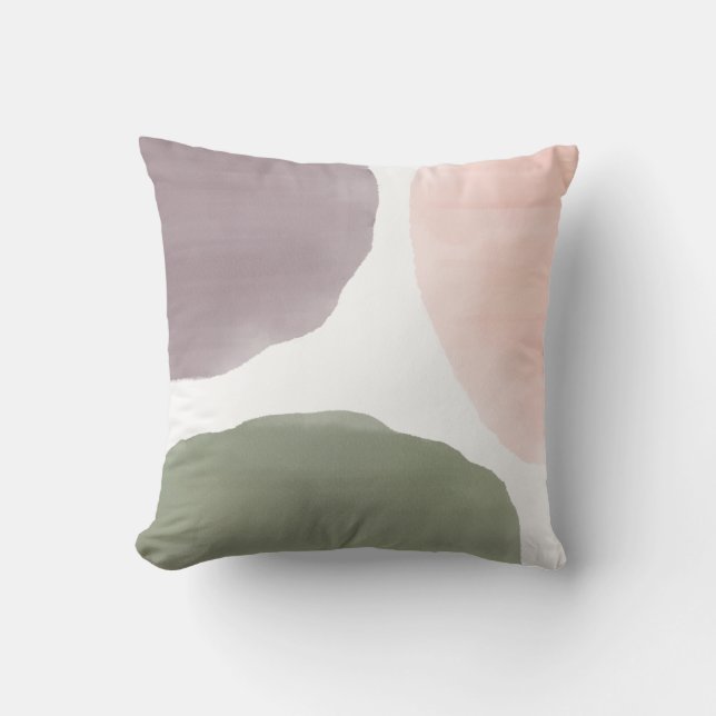 Rose, Grape & Sage Modern Watercolor Circles Throw Pillow (Front)