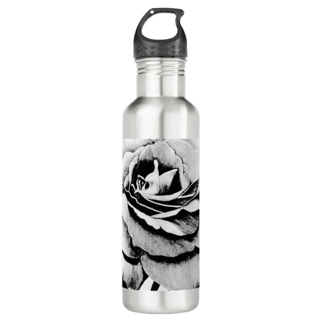 Rose gravé 24oz Bouteille d'eau (Devant)