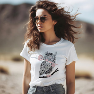 Rose Great Horned Owl T-Shirt