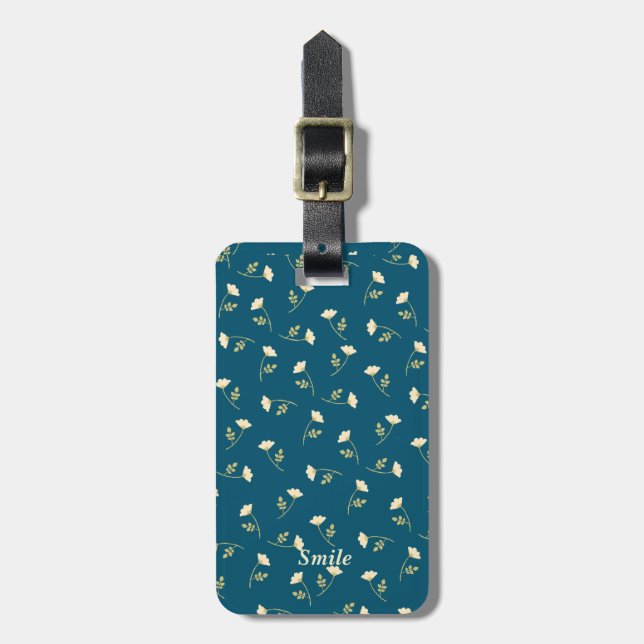 Rose Green Name Phone Number Custom Luggage Tag (Front Vertical)