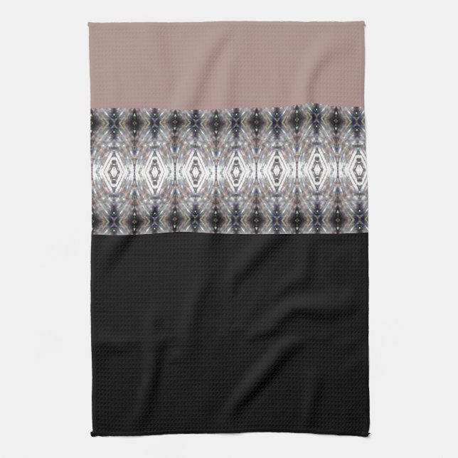 Rose grey blue and black modern accented kitchen towel (Vertical)