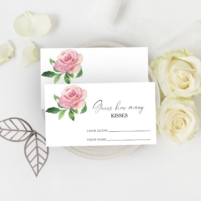 Rose - guess how many kisses bridal game enclosure card (Creator Uploaded)