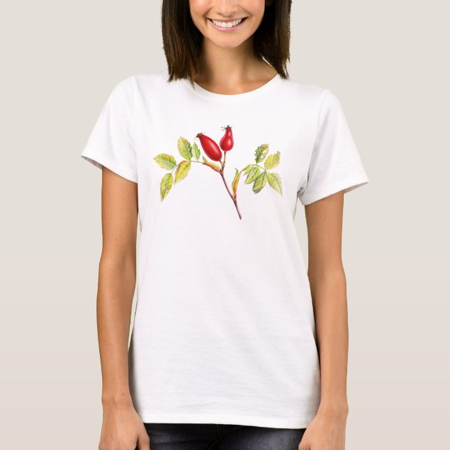 Rose hanches art botanique automne t-shirt automna (Devant)
