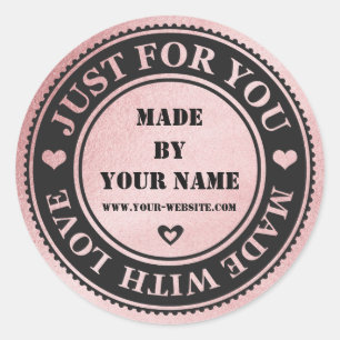 Rose Handmade Just For You Made With Love Classic Round Sticker